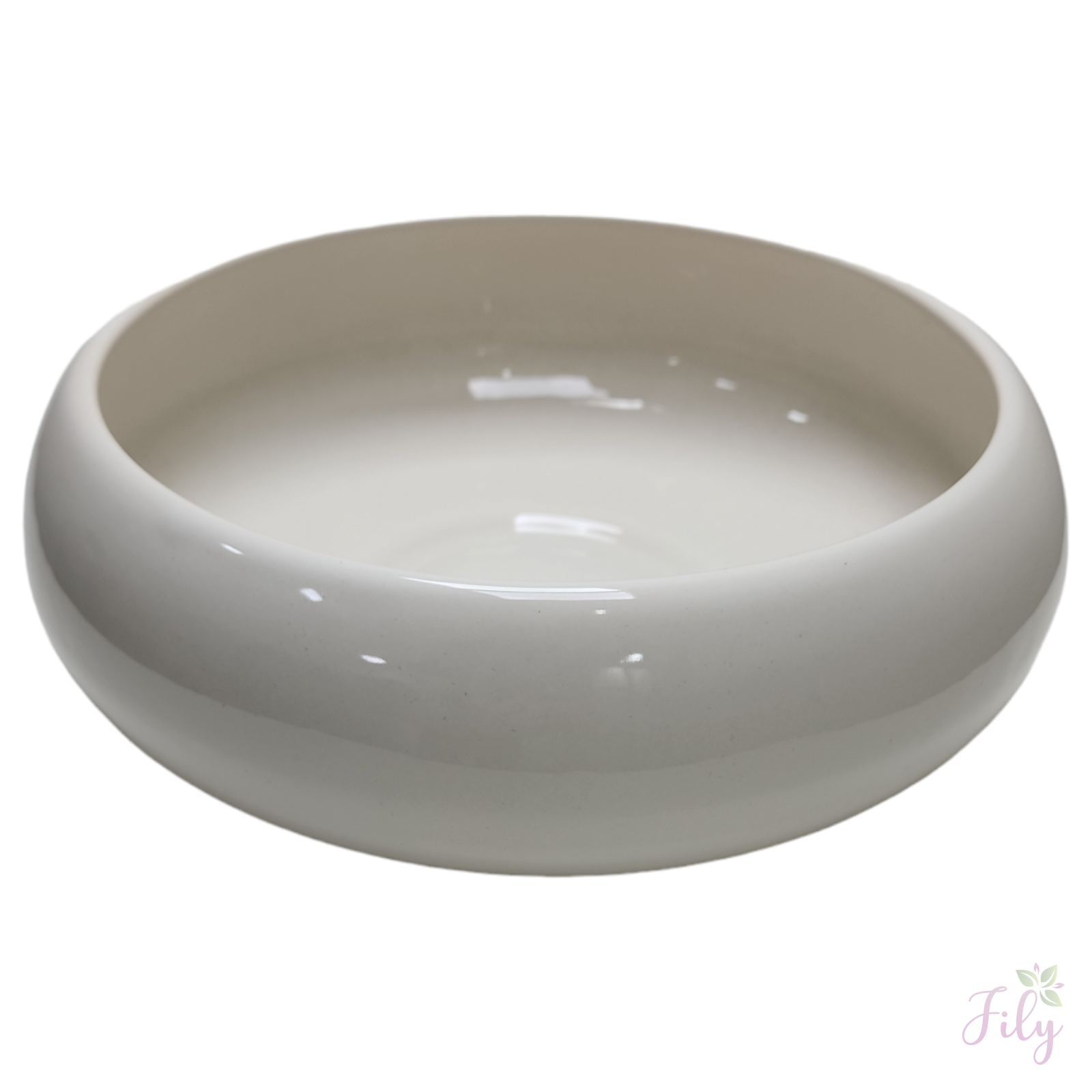 Vaso cerâmica ikebana G tradicional branco brilhante A10,50cm x L30cm