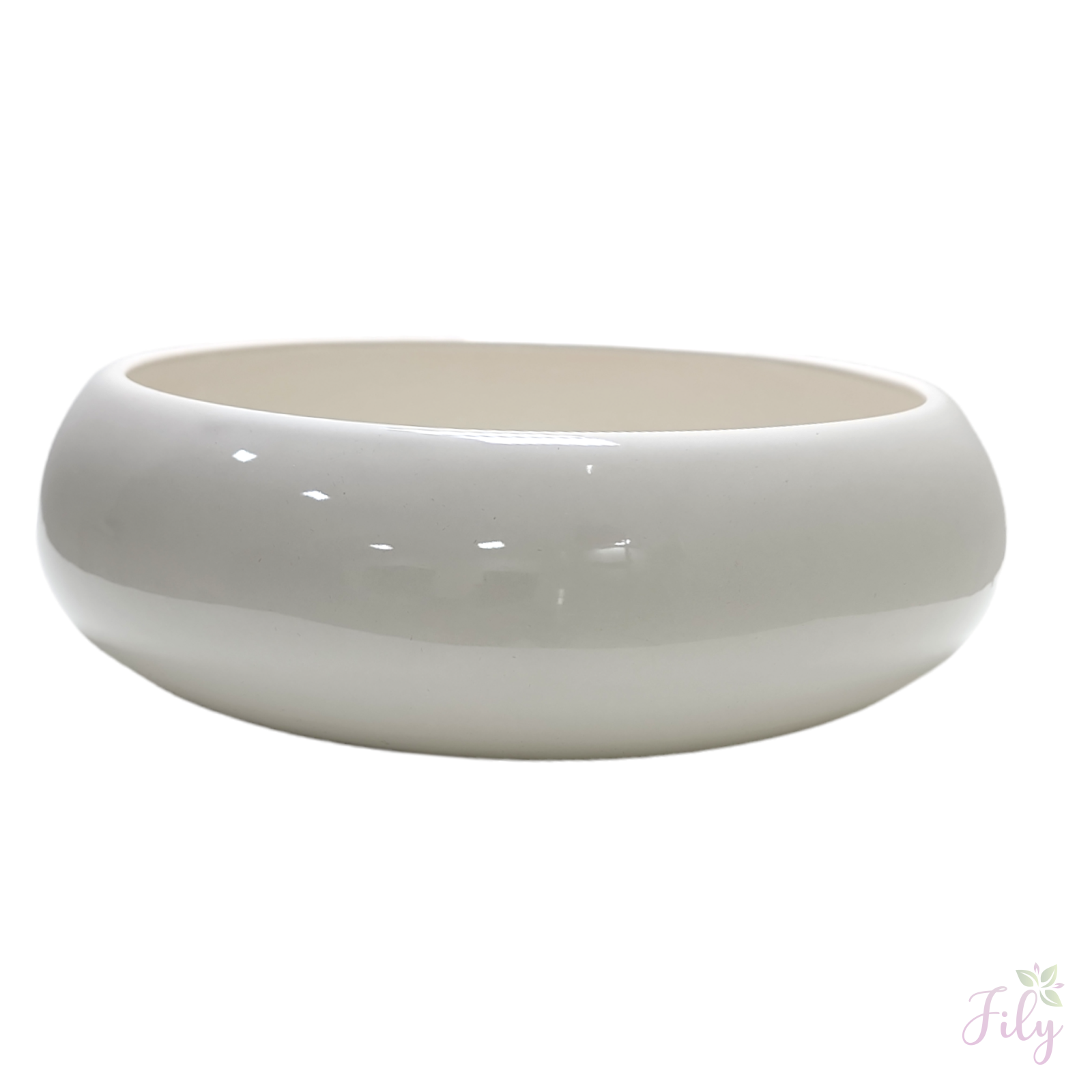 Vaso cerâmica ikebana G tradicional branco brilhante A10,50cm x L30cm - Imagem 2
