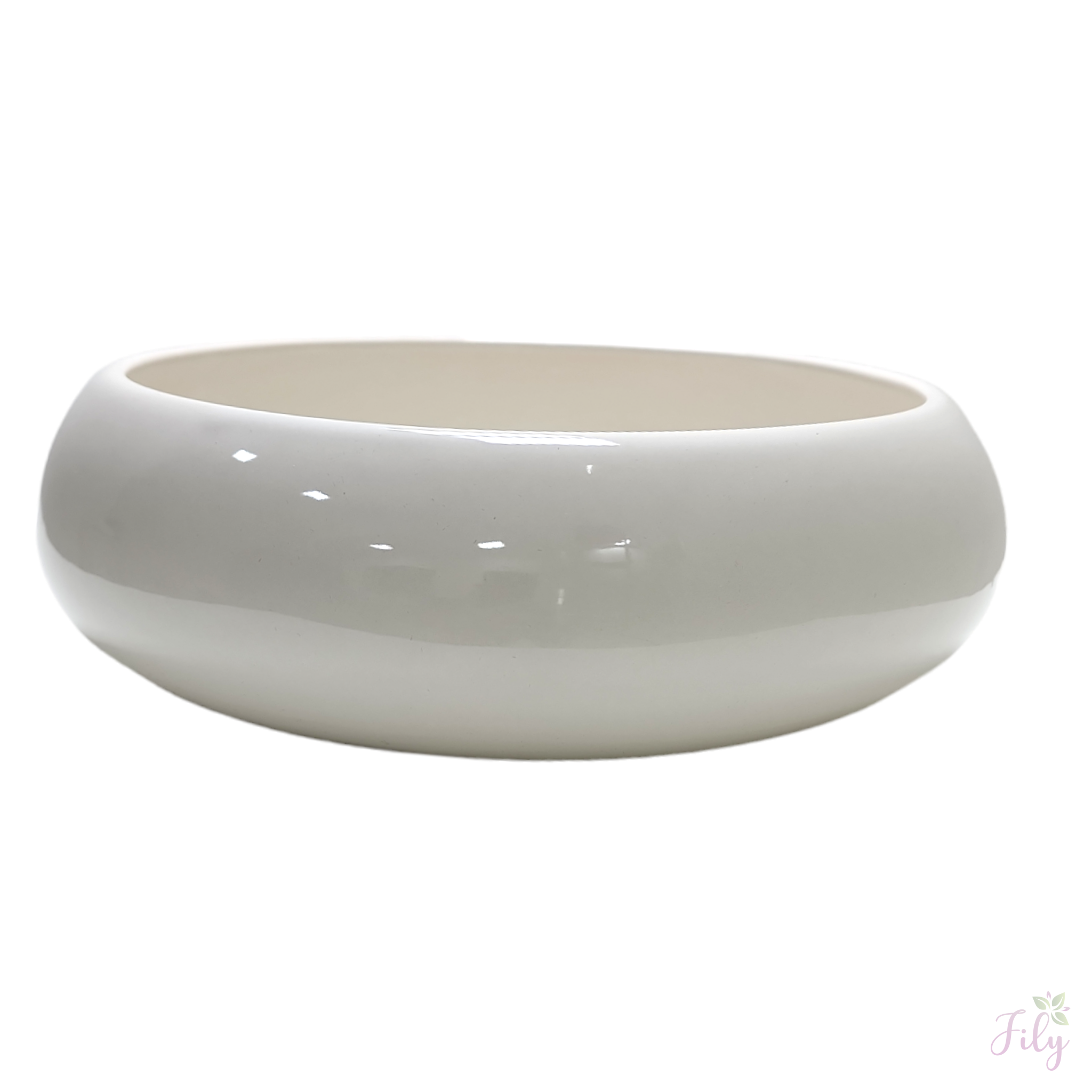 Vaso cerâmica ikebana G tradicional branco brilhante A10,50cm x L30cm - Imagem 2
