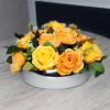 Arranjo de Rosas Amarela Vaso Vidro Prata A 30cm x L 40cm