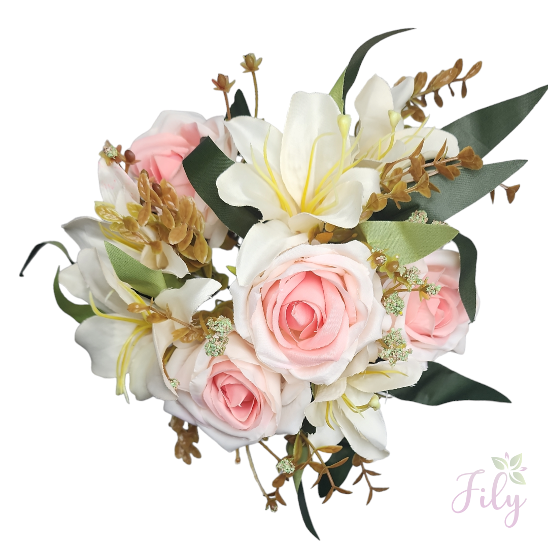 Buque de Rosa e Lirio com 9 Rosas A 35cm x L 20cm - Imagem 7