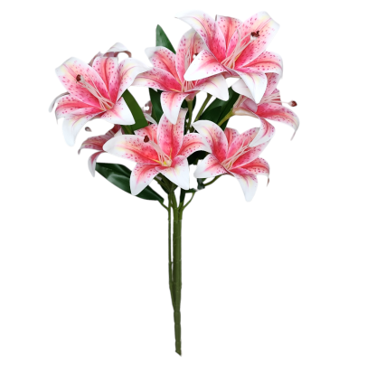 Buque de Lírios 3D Com 9 Lírios A60 cm x L30 cm - Rosa