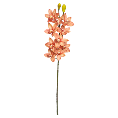 Haste Orquídea Cymbidium Toque Real Com 10 Coat A75Cm X L16CM - laranja