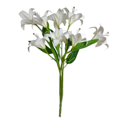 Buque de Lírios 3D Com 9 Lírios A60 cm x L30 cm - Branco