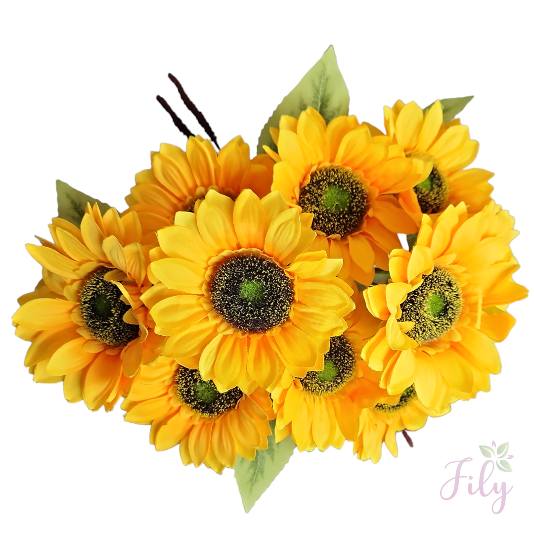 Arranjo de Girassol com lavanda Vinho Vaso Poli Bege - Imagem 3