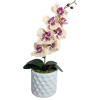 Arranjo de Orquidea Creme Lavanda Vaso cerâmica Diamante Branco