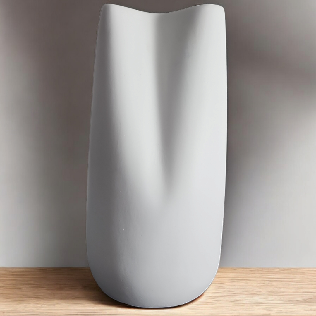 Vaso cerâmica orgânico G branco fosco A 27 cm x L 16 cm - Imagem 2