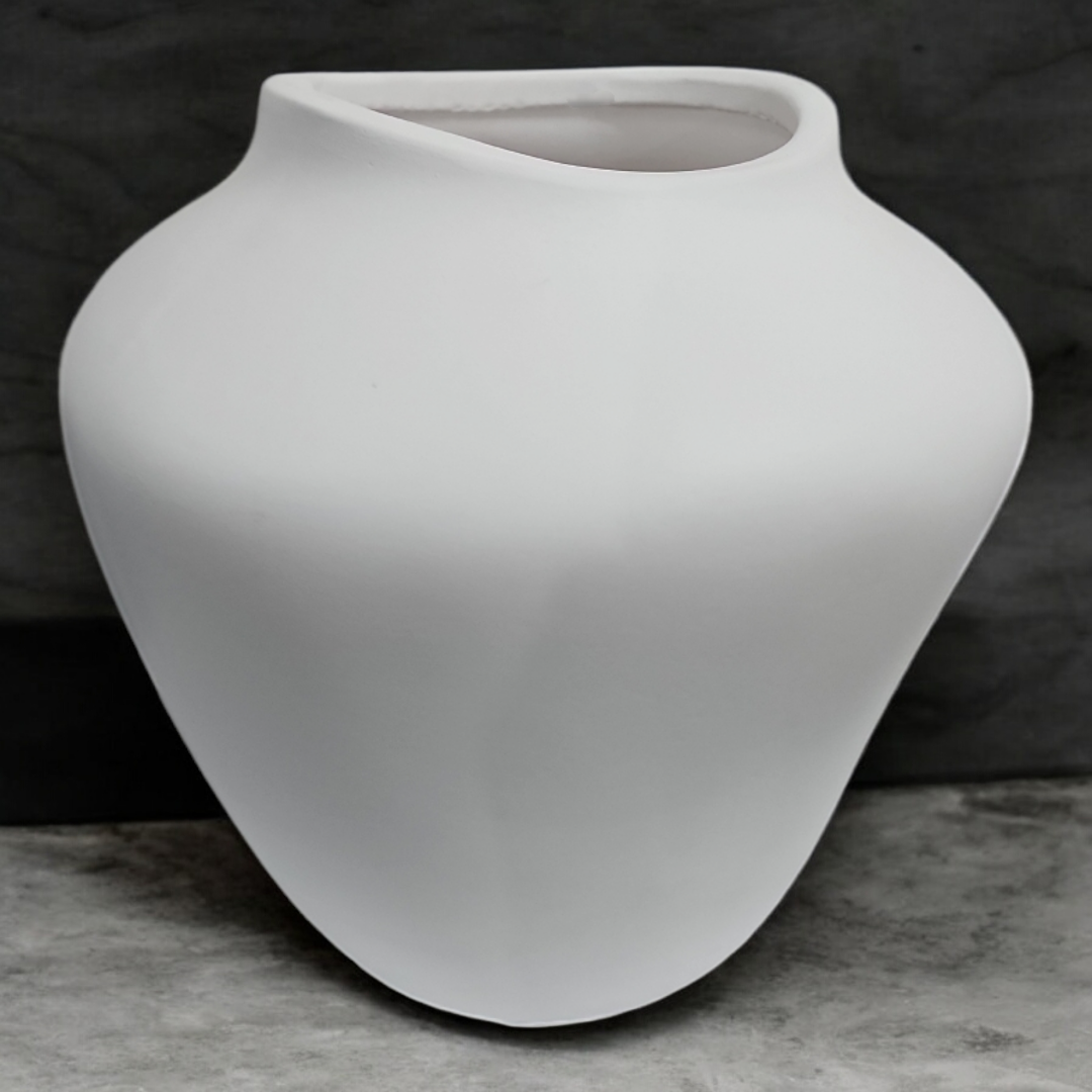 Vaso cerâmica molde PP branco fosco A 10 cm x L 15 cm