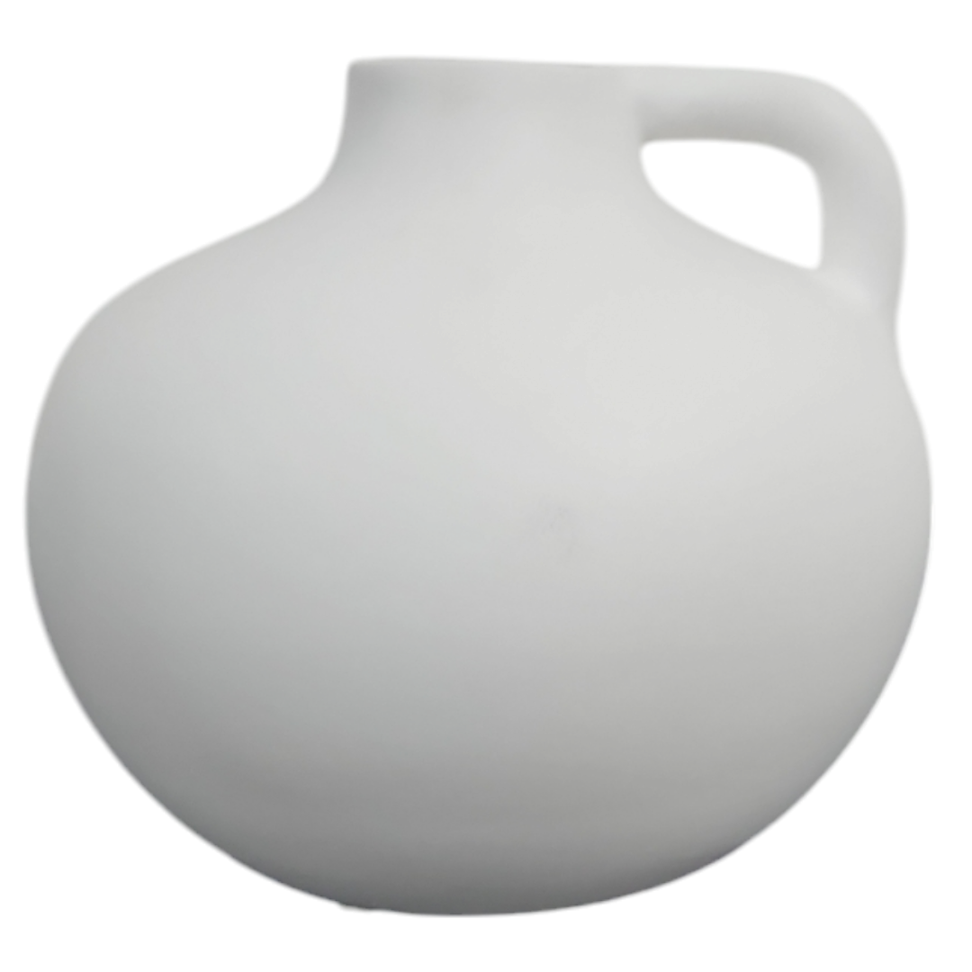 Vaso cerâmica jarra branco fosco A 13 cm x L 15 cm - Imagem 2