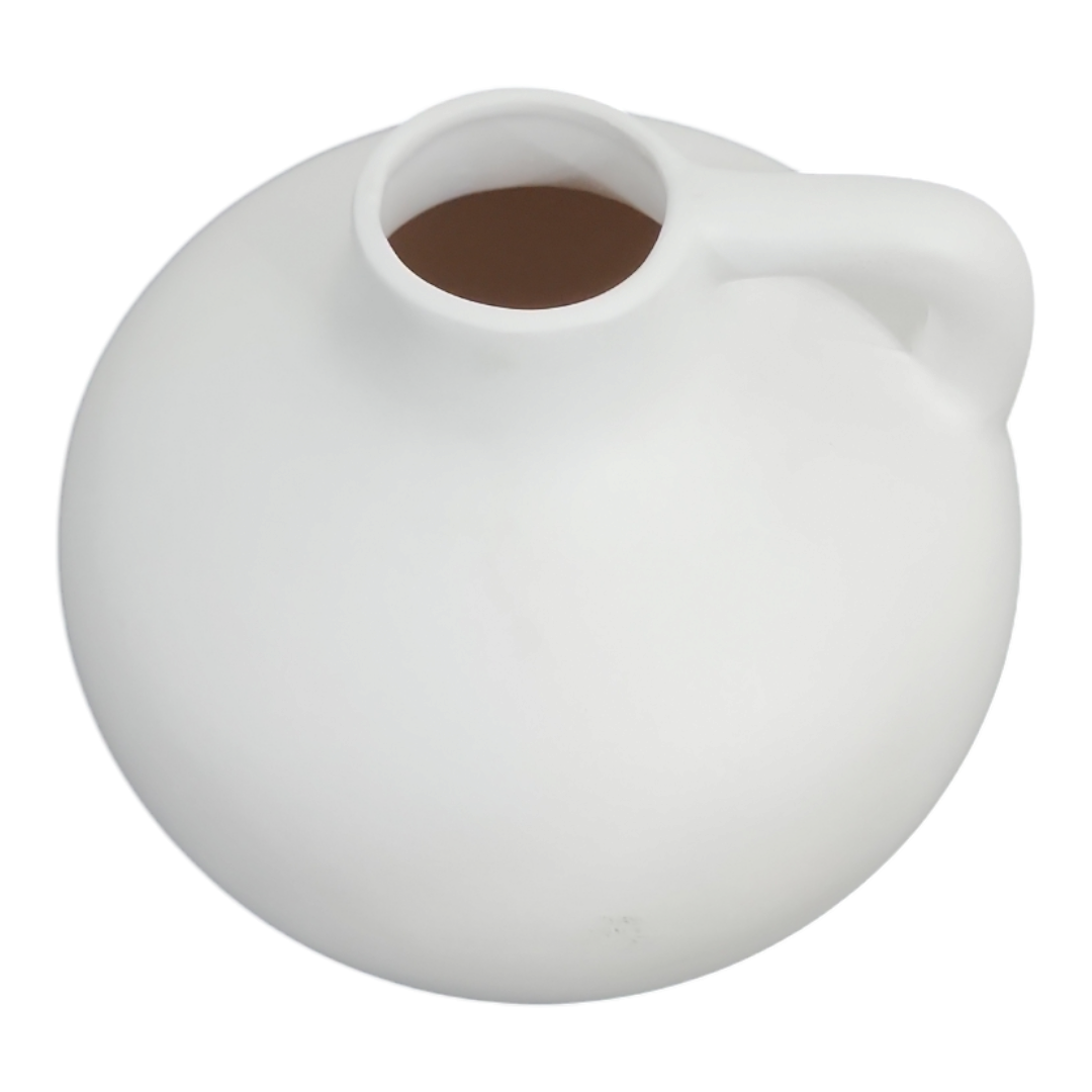 Vaso cerâmica jarra branco fosco A 13 cm x L 15 cm - Imagem 3