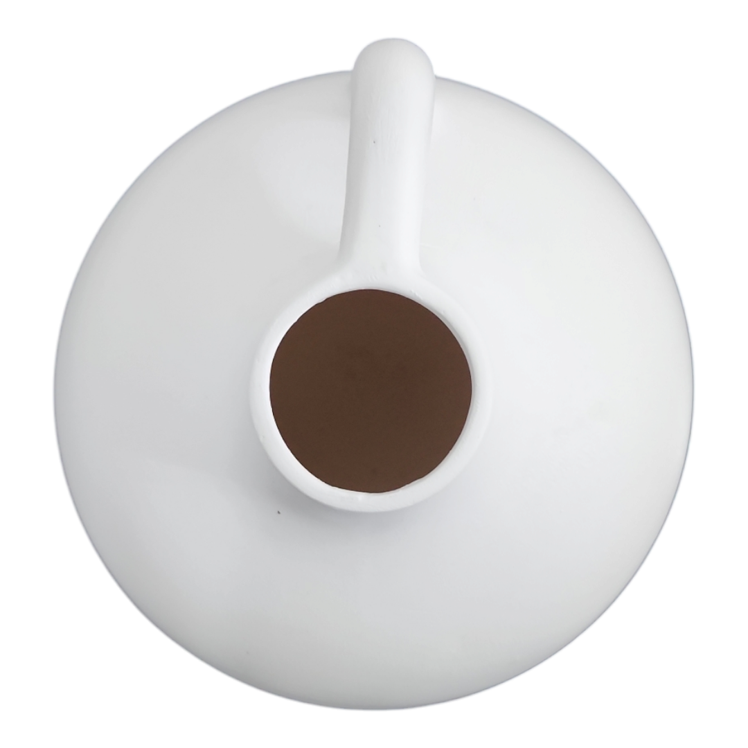 Vaso cerâmica jarra branco fosco A 13 cm x L 15 cm - Imagem 4