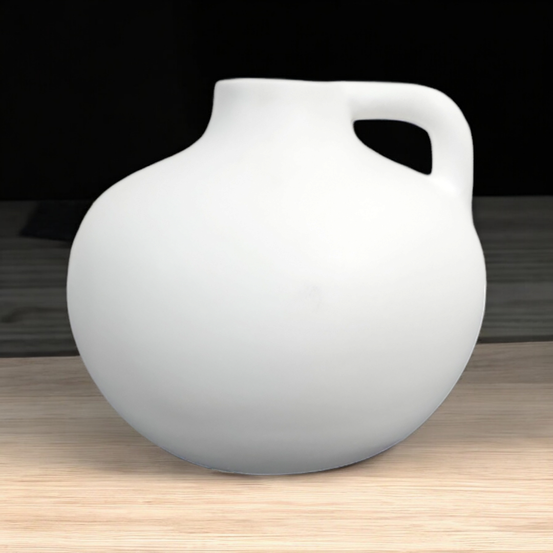 Vaso cerâmica jarra branco fosco A 13 cm x L 15 cm