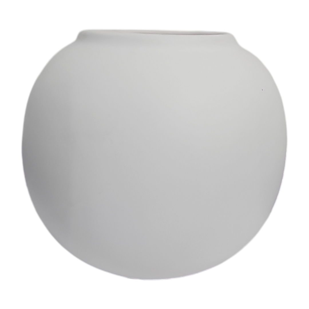 Vaso cerâmica bola branco fosco A 14 cm x L 15 cm - Imagem 2
