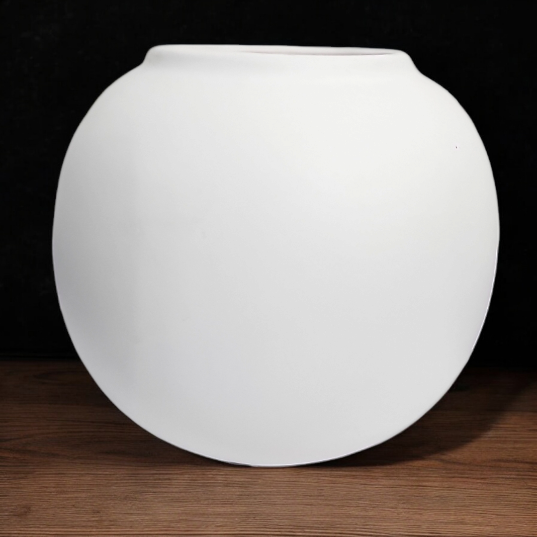 Vaso cerâmica bola branco fosco A 14 cm x L 15 cm